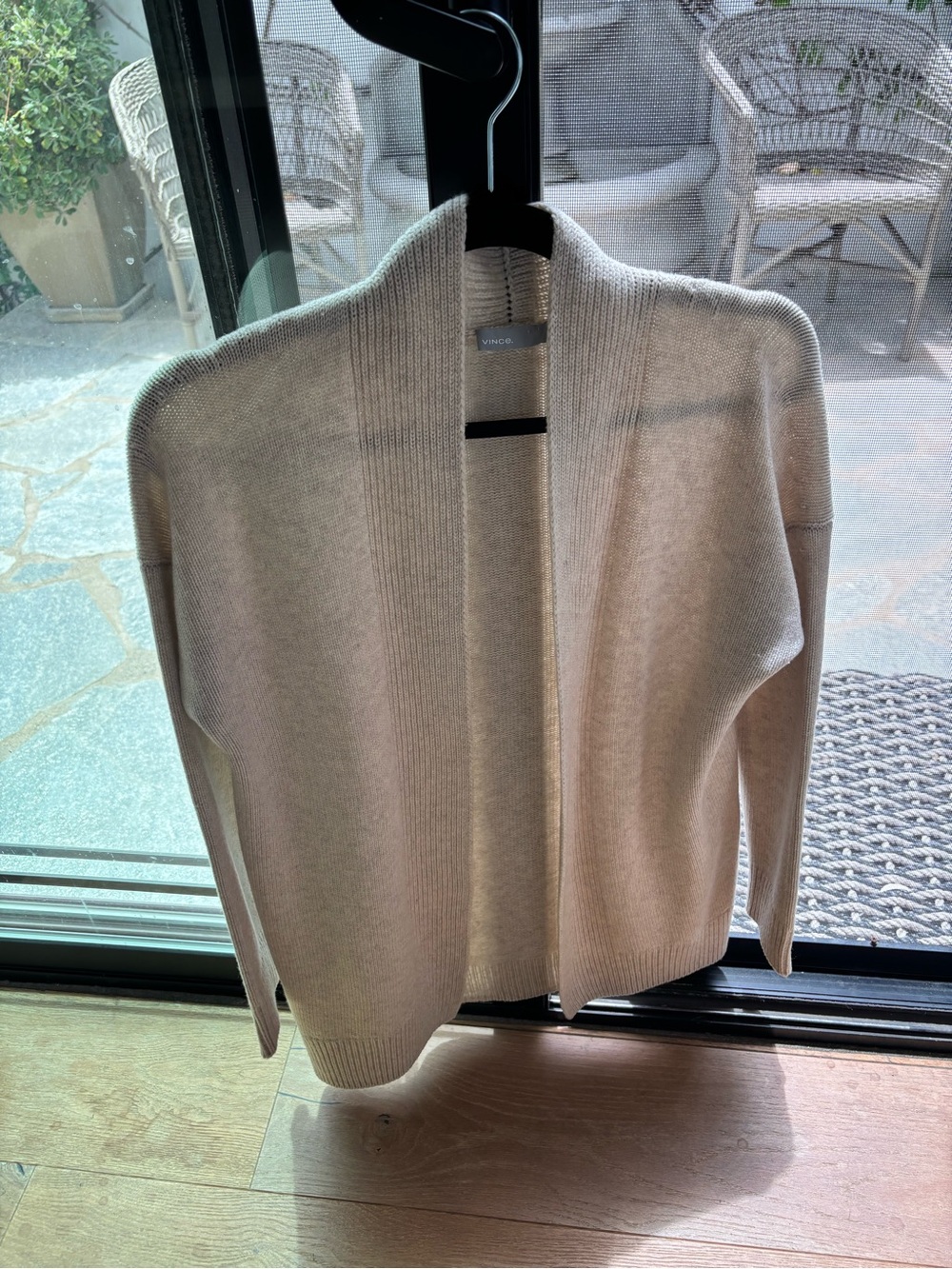 Vince Cream Open-Front Ribbed Cardigan